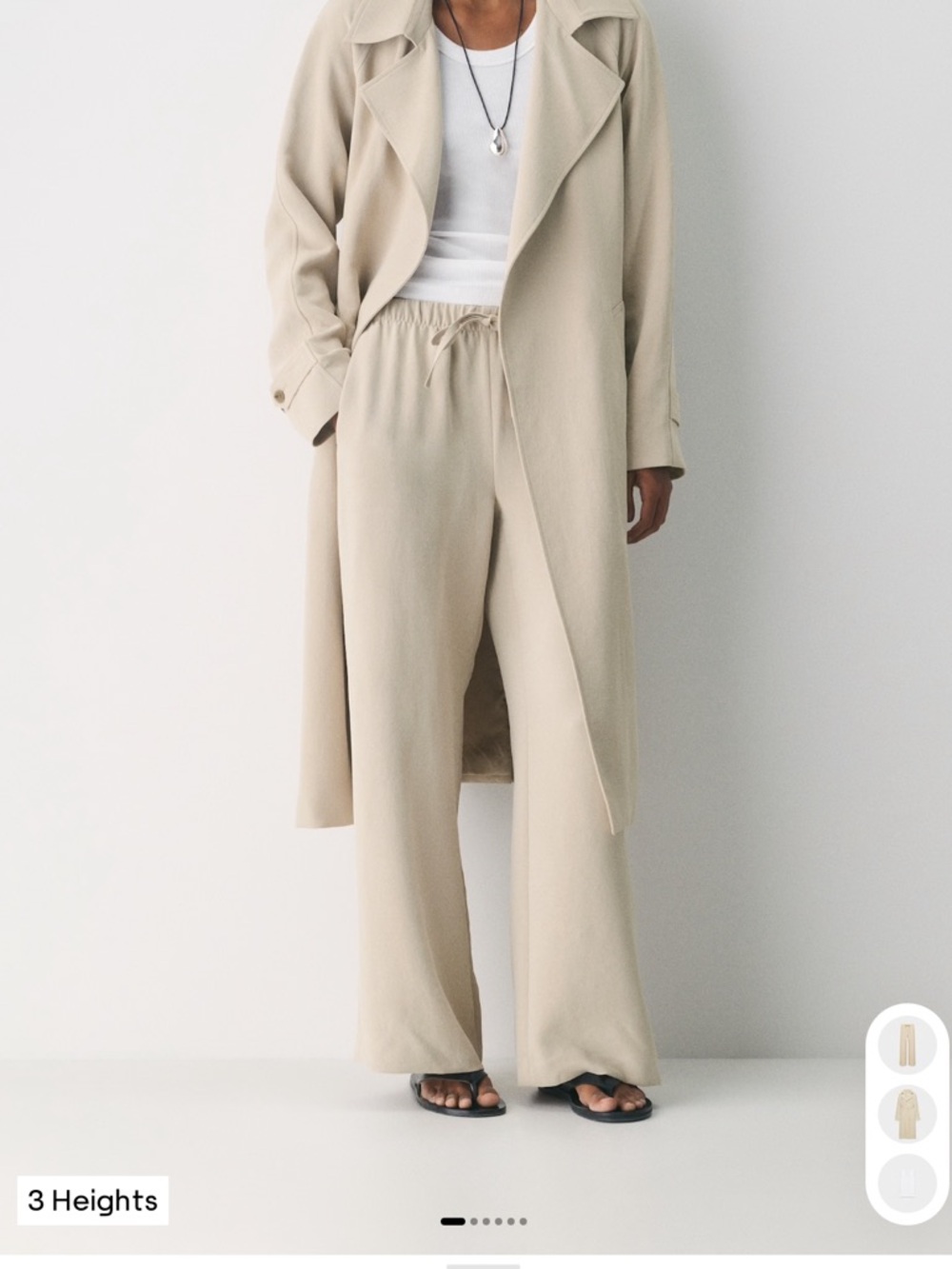 Aritzia Wide-Leg Drawstring Pants in Crepe-Cream